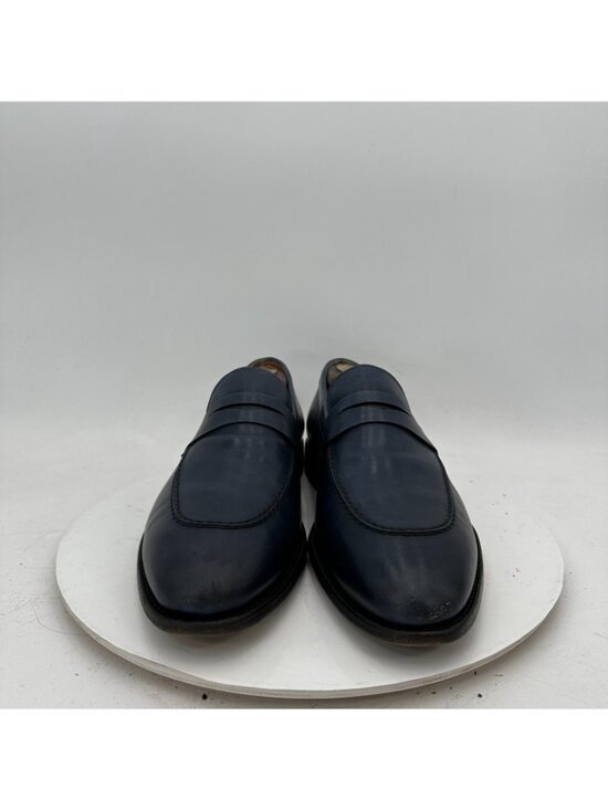 Corneliani Men Size 10 Blue Leather Pull On Penny Loafer Dress Shoes main image 6